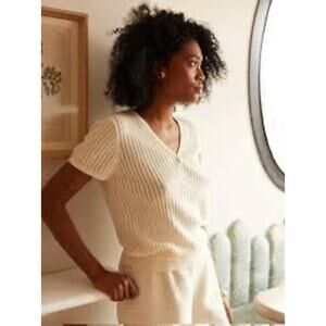 MSRP $89 FREE PEOPLE 100% Cashmere Annabel Puff Sleeve Sweater Size M